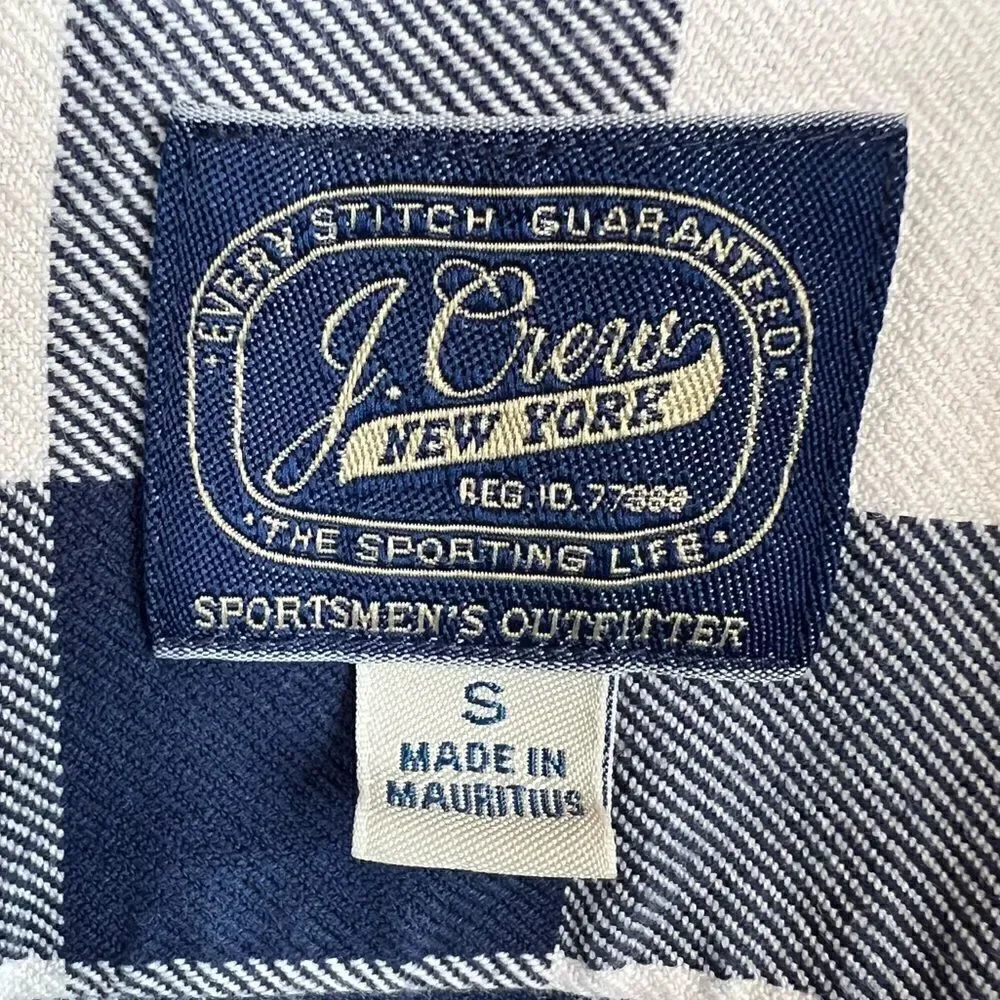 J.Crew Sportmen's Outfitter Long Sleeve Button Up Shirt Blue & White Men's Small